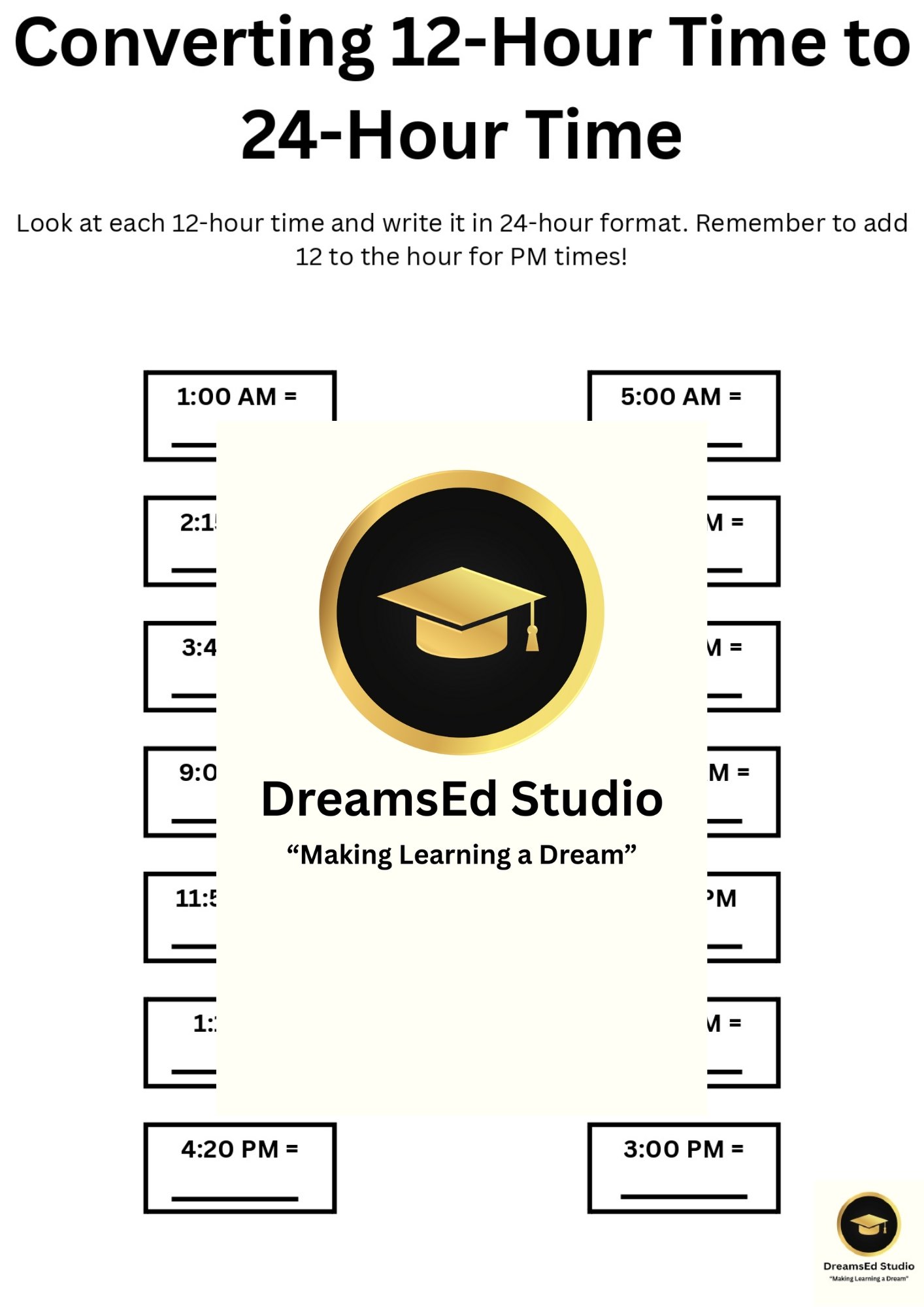 "Grade 4 Time Mastery Worksheets – 12-Hour & 24-Hour Clock Practice" - Image 8